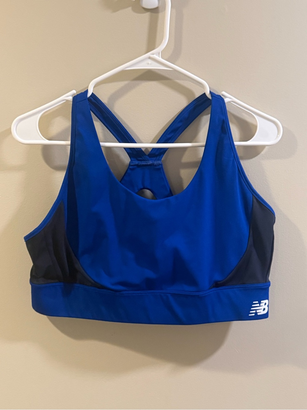 New Balance Royal Blue Racerback Sports Bra with Navy Panels